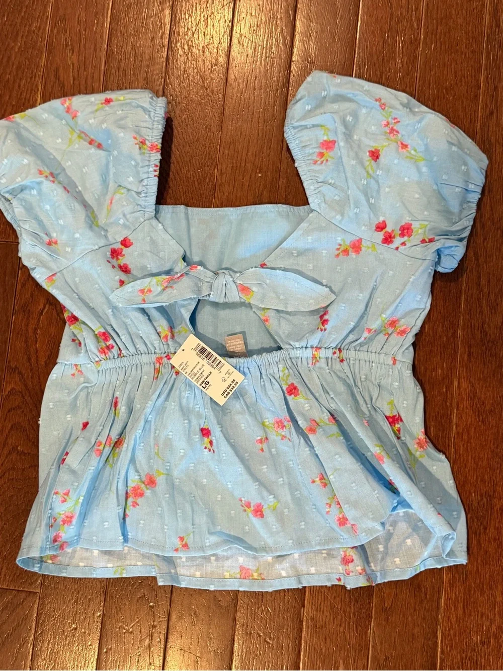 The Children's Place Light Blue Floral Puff-Sleeve Blouse